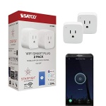 Satco S11269 Starfish 2-Inch Mini-Square On/Off WiFi Smart Plug Outlet, Works with Siri, Alexa, Google Assistant, SmartThings, White, 2 Pack