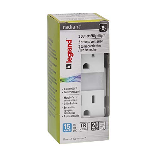 417lUZThPSL.jpg Legrand radiant Adjustable LED Night Light Outlet, Nightlight Electrical Outlets, Tamper Resistant, Safe for Kids, White, NTL885TRWCC6 1.6W x 2.75H - Image 1