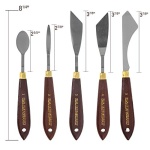 U.S. Art Supply 5-Piece Artist Stainless Steel Palette Knife Set - Wood Hande Flexible Spatula Painting Knives for Color Mixing Spreading, Applying Oil, Acrylic, Epoxy, Pouring Paint on Canvases, Cake - Image 4