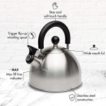 Primula Stewart Whistling Stovetop Tea Kettle Food Grade Stainless Steel, Hot Water Fast to Boil, Cool Touch Folding, 1.5 Qt, Brushed with Black Handle - Image 8