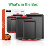 Nutrichef w/Heat Red Silicone Handles, Oven Safe, 3 Piece Set - Image 2