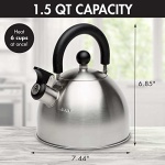 Primula Stewart Whistling Stovetop Tea Kettle Food Grade Stainless Steel, Hot Water Fast to Boil, Cool Touch Folding, 1.5 Qt, Brushed with Black Handle - Image 9