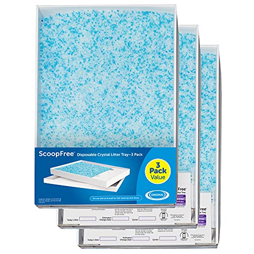 PetSafe ScoopFree Crystal Litter Tray Refills ? Premium Blue Crystals, 3-Pack ? Disposable Tray ? Includes Leak Protection & Low Tracking Litter ? Absorbs Odors On Contact