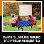 Juggernaut Carts Collapsible Folding Outdoor Beach Utility Wagon with Cover Bag, Blue - Image 2