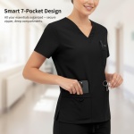 VIAOLI Scrubs for Women- 7 Pockets, V-Neck Top & Jogger Pants, Stretchy Fabric, Elastic Waist for Nursing Uniforms - Image 6