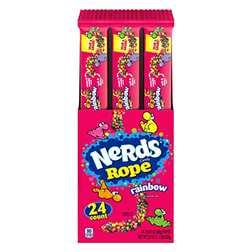 Nerds Rope Gummy & Crunchy Rainbow Candy, 0.92 oz, 24 ct