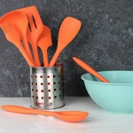 Chef Craft Premium Silicone Kitchen Tool and Utensil Set, 5 Piece, Orange - Image 3