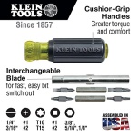 Klein Tools 32500 11-in-1 Screwdriver / Nut Driver Set, 8 Bits (Phillips, Slotted, Torx, Square), 3 Nut Driver Sizes, Cushion Grip Handle - Image 6
