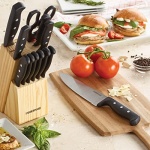 Farberware 22-Piece Never Needs Sharpening Triple Rivet High-Carbon Stainless Steel Knife Block and Kitchen Tool Set, Black - Image 2