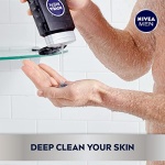 NIVEA MEN DEEP Active Clean Charcoal Body Wash, Cleansing Body Wash with Natural Charcoal, 3 Pack of 16.9 Fl Oz Bottles - Image 8