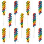 Rainbow Twist Lollipop, Mixed Fruit Flavor, Individually Wrapped Pop, 3" Inch Sucker (12-Pack)