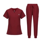 Kousenpu Scrubs for Women Set,V-Neck Stretch Scrubs Top & Jogger Pants Set,Medical Workwear for Nurses Women and Man (Burgundy, Medium) - Image 5