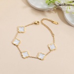 AIPPK 18K Gold Plated Clover Lucky Bracelet Dupes for Women White Flower Four Leaf Bracelets Trendy Jewelry Gifts for Women - Image 3
