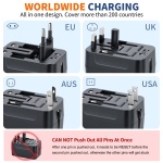 Travel Adapter USB C, Universal All in One Worldwide Travel Adapter Fast Charge GaN PD3.0 Type C USB-A Quick Charging Ports Power Converters Wall Charger AC Power Plug Adapter for USA EU UK AUS Black - Image 6