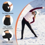 3 Pack Fleece Lined Leggings Women with Pockets -Warm Winter Yoga Pants for Women Thermal Running Workout Leggings Black/Grey/Navy - Image 3