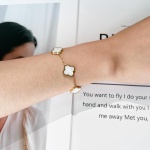 AIPPK 18K Gold Plated Clover Lucky Bracelet Dupes for Women White Flower Four Leaf Bracelets Trendy Jewelry Gifts for Women - Image 5