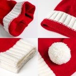 Diffy Homy Santa Hat Christmas Hat Xmas Adult Women Men Washable Fade-restant Knitted Soft Warm Long for Christmas New Year Festive Holiday Party Outdoor Winter Red - Image 4