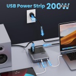 12-in-1 Charging Station USB C Power Strip with 5ft Cord and Plug,200W GaN IV USB C Charger Block,4 AC Outlets,4 USB-A,4 USB-C for MacBook,iPhone 17/16/15,Fast Charging Desktop Charger for Office,Home - Image 8