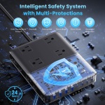 12-in-1 Charging Station USB C Power Strip with 5ft Cord and Plug,200W GaN IV USB C Charger Block,4 AC Outlets,4 USB-A,4 USB-C for MacBook,iPhone 17/16/15,Fast Charging Desktop Charger for Office,Home - Image 4