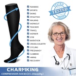 CHARMKING Compression Socks for Women & Men Circulation (3 Pairs) 15-20 mmHg is Best Athletic for Running, Flight Travel, Support, Cycling, Pregnant - Boost Performance, Durability (L/XL,Black) - Image 3